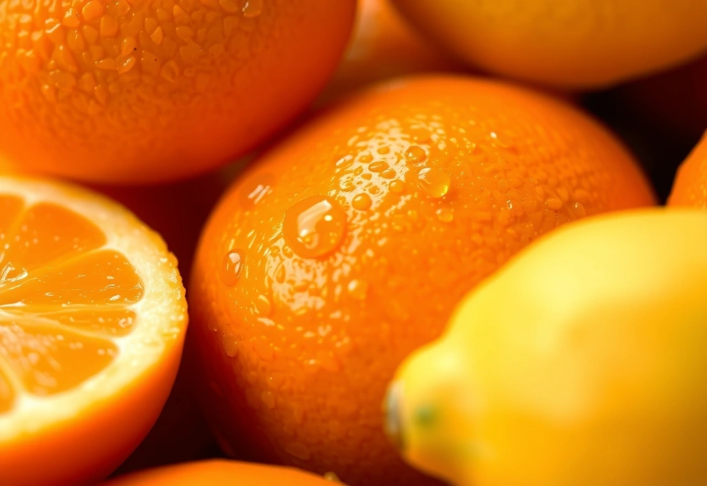 Εικόνα με πορτοκάλια και λεμόνια, που συμβολίζουν τη βιταμίνη C.